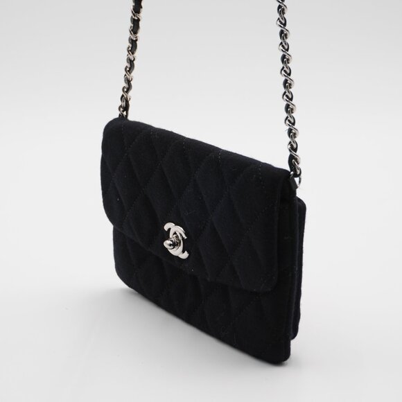 Pre-owned CHANEL Black Jersey Mini Flap Bag - Picture 2 of 5